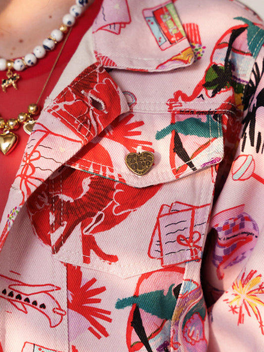 Chaqueta Denim Serotonina – detalle estampado