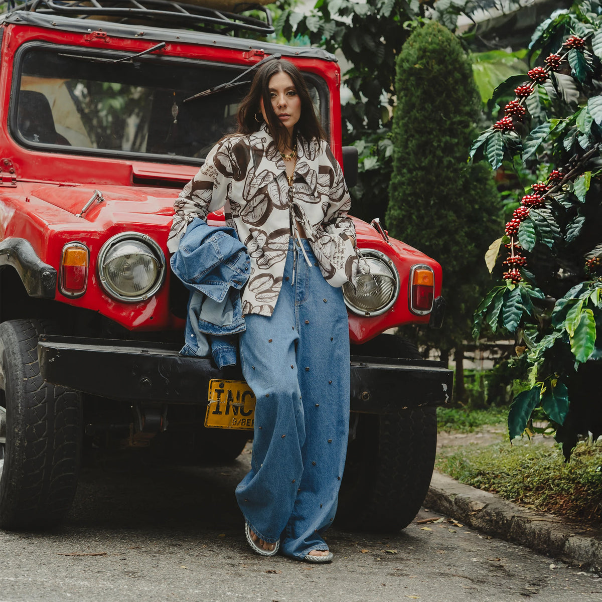 Pant Denim Cosecha – detalle botones grano de café